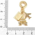 thumbnail image 3 of 5pcs Rack Plating Brass Clear Cubic Zirconia European Dangle Charms Red Enamel Travel Large Hole Pendants Real 18K golden Plated Tower 32mm Hole: 4.5mm, 3 of 3