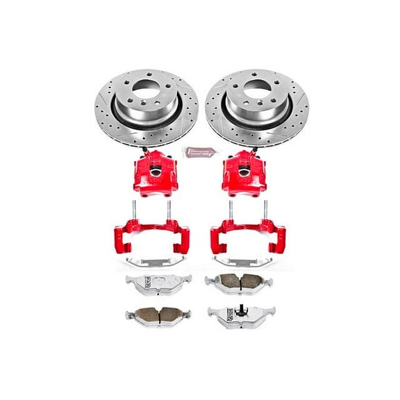 PowerStop Rear Z26 Street Warrior Brake Pad and Rotor Kit with Red Powder Coated Calipers Fits: BMW Select Models KC962-26