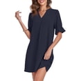 thumbnail image 3 of ANYJOIN Women Summer Dresses V Neck Ruffle Short Sleeve Sundress Casual Shift Dress, 3 of 5