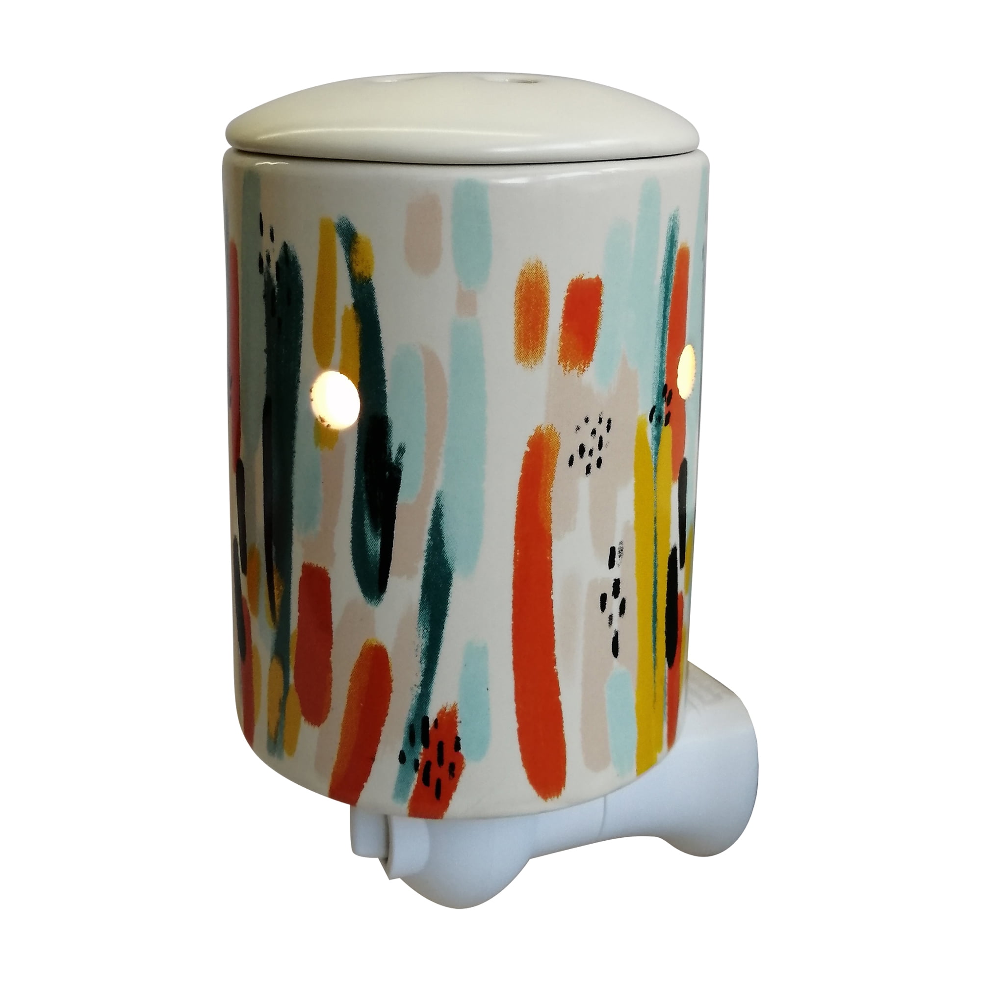 Mainstays Ceramic Pluggable Wall Wax Warmer with Watercolor Decal, Multi-Color