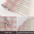thumbnail image 6 of Pink Buffalo Plaid Bathroom Rug 2'x3', Farmhouse Pink White Checkered Low Profile Front Entryway Rug with Tassels, Woven Cotton Washable Kitchen Mat Carpet for Foyer Bedroom Back Door Decor, 6 of 9