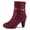 Burgundy, variant on Women's Ankle Boots Faux Suede Chunky Heel Side Zipper Slouch Shaft Boots Royal Blue 9