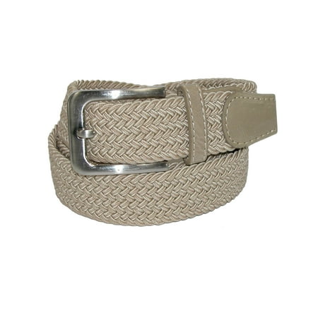 - Men's Elastic Braided Stretch Belt with Silver Buckle