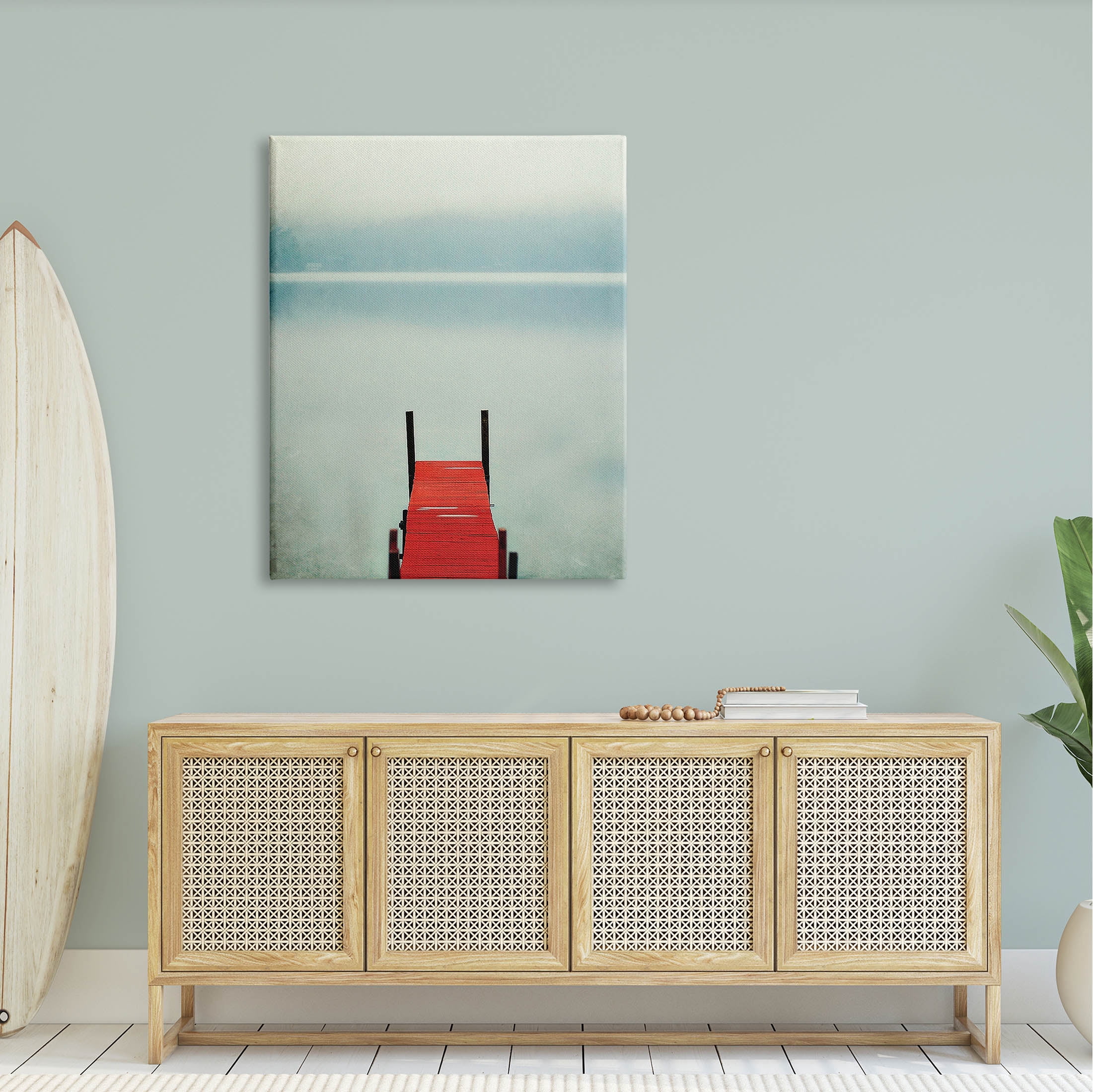 Stupell Industries Misty Red Dock Scene Photograph Gallery Wrapped Canvas Print Wall Art, Design by Carrie Ann Grippo-Pike
