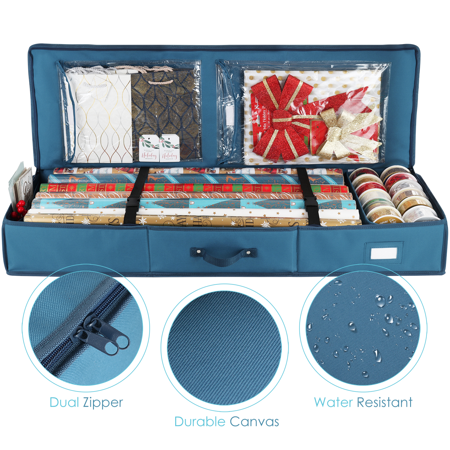 Hearth & Harbor Wrapping Paper Storage Container, Blue photo 2