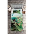 thumbnail image 2 of Ambesonne Peacock Quilted Coverlet 2 Pcs, Summer Flower Garden, Twin Size, Green Fuchsia, 2 of 2