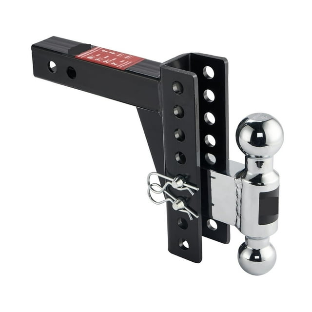 Support à Billes d'Attelage Réglable pour Remorque, Convient au Récepteur de 2 Pouces, Billes Doubles de 2 Pieds' et 2-5/16 Pieds' 12000 Lb/8000 Lb, Chute de 6 Pouces/ Montée de 6 Pouces HTC, Goupille d'Attelage à Double Verrouillage Résistante aux Intempéries