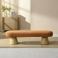 thumbnail image 2 of Dining Bench for Dining Room, Upholstered Bedroom End of Bed Entryway Bench, Boucle Ottoman for Living Room, 64"L Orange Stool Top Wood Leg 300 LBS Weight Capacity, 2 of 5