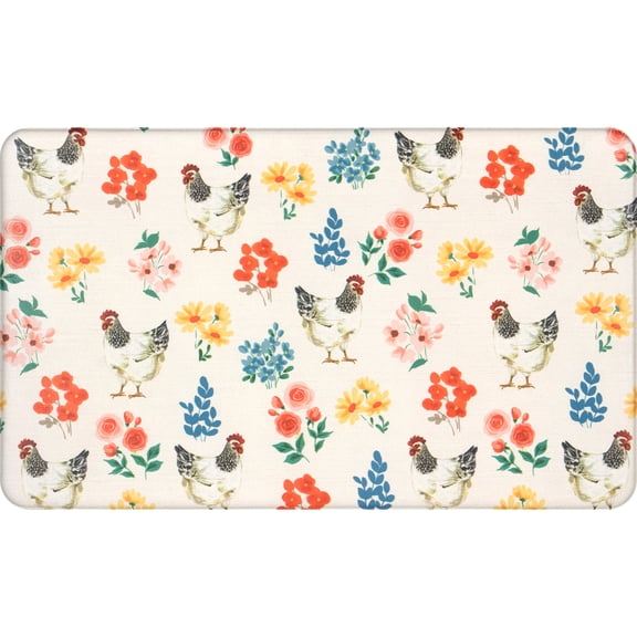 Mainstays Comfort Kitchen Mat with Chicken and Floral Design 18x30