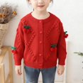 thumbnail image 4 of IVEYRTF Kids Girls Cherry Jacquard Cardigan Sweater Long Sleeve Cozy Fall Winter Sweet Cute Plush Cover-up Tops Everyday Wear for Children 2-8 Years(Red,4 Years), 4 of 6