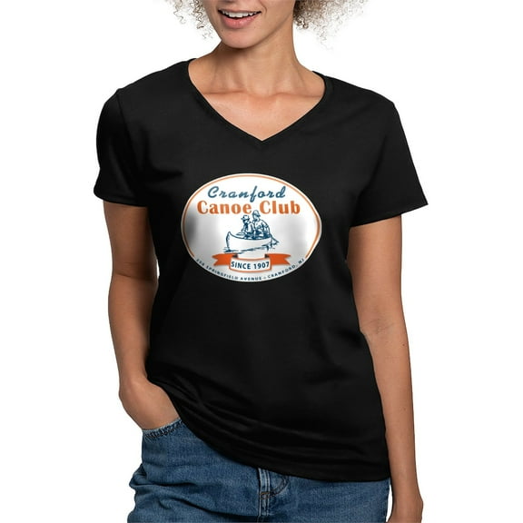 CafePress - Cranford Canoe Club Women's V Neck Dark T Shirt - Women's V-Neck Dark T-Shirt