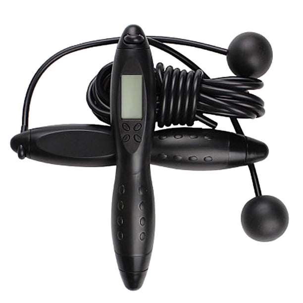 Cuerda para saltar digital, cuerda de , cuerda para saltar para ejercicio y fitness, con antideslizantes para mujeres, ho Negro Cola Contando la cuerda de saltar de PVC
