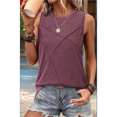 thumbnail image 3 of Women Loose Fit Crew Neck Casual Sleeveless Tank Tops Wine Red L, 3 of 8