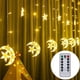 thumbnail image 1 of Twinkle Star - Cortina de luces LED con forma de luna y estrellas (138 LED), alimentada por USB, con control remoto, 8 modos, ideal para Ramadán, Navidad, bodas, fiestas, hogar, patio, césped, etc., 1 of 5