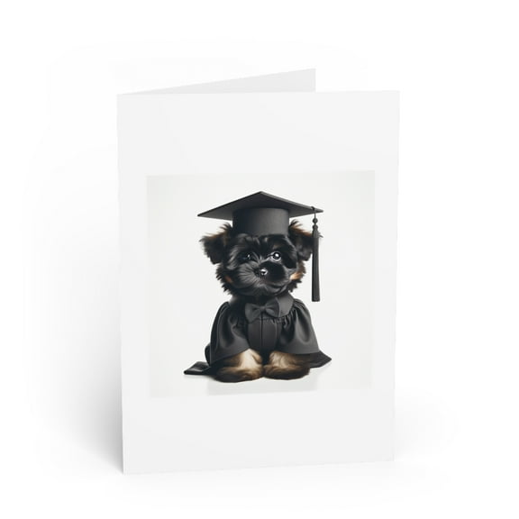 DistinctInk Greeting Card / Note Card - Affenpinscher Puppy Graduation - PACK of 10