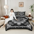 thumbnail image 4 of Manfei Retro Paisley Floral Bedding Comforter Set,Vintage Damsk Twin Comforter Sets,White Black Bedding Set For Men Women,Super Cozy Room Decor Reversible,2pcs, 4 of 8