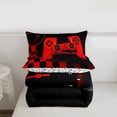 thumbnail image 4 of Gamer Comforter Set Teen Gaming Bedding Set Video Game Controller Home Decor for Men Buffalo Plaid Check Down Comforter Full Size 3Pcs Duvet Set with 2 Pillow Shams,Black Red Geometric, 4 of 7