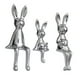 thumbnail image 2 of 3x Estatuas Familia Conejito Figura Cerámica Figuras Animales Adorno Coleccionable para Plata, 2 of 9