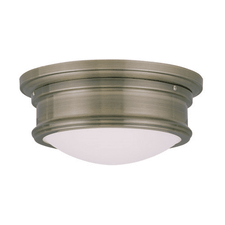 

Semi Flush Mounts 2 Light With Hand Blown Satin White Glass Antique Brass size 11 in 120 Watts - World of Crystal