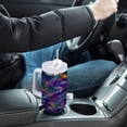 thumbnail image 4 of Yayeee 40oz Stainless Steel Tumbler with Straw and Handle Double-Wall Insulated Travel Water Bottle, Purple Waves Pattern, 4 of 8