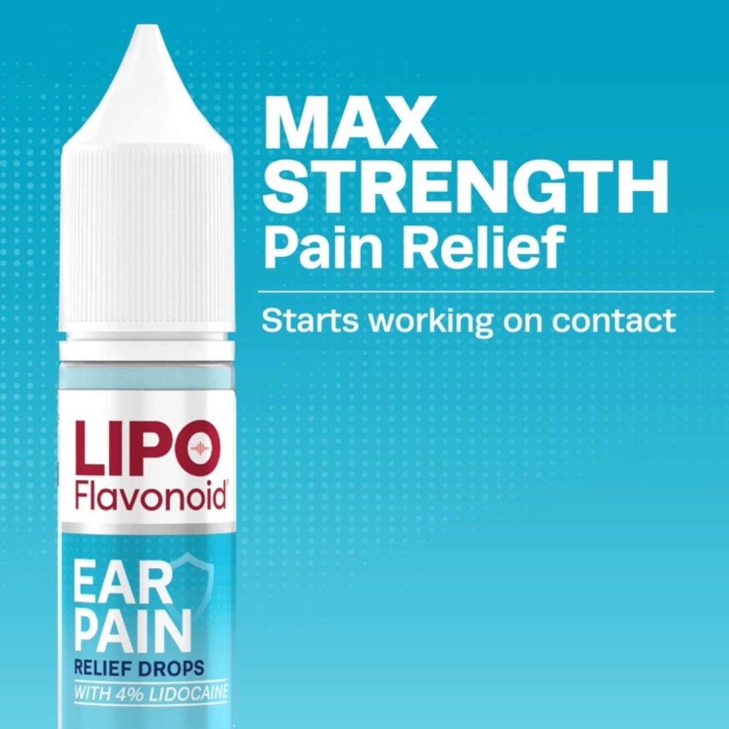 Lipo Flavonoid Ear Pain Relief Drops with 4% Lidocaine, Fast Acting, 12.5mL