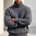 thumbnail image 5 of Vxararl Turtleneck Sweater for Men, Chunky Thermal Cable Knit Long Sleeve Pullover Jumper Casual Warm Fall Winter Men’s Soft Knitted Top for Daily Use Gray S, 5 of 6