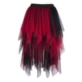 thumbnail image 2 of Women's Gothic Tulle Skirts Mesh Layered Asymmetrical Skirt Black Red 2XL, 2 of 4