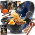 thumbnail image 1 of Juego de cuencos de cerámica para ramen YTLEMON de 2 x 1000 ml con utensilios y recetas, 1 of 7