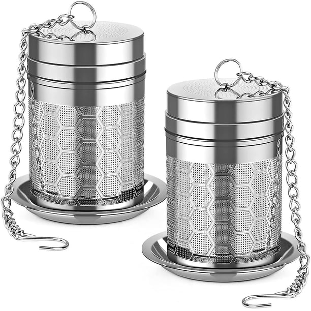 Infusores de té para té suelto, (paquete de 2) juego de colador de té de acero inoxidable 18/8, filtro de té de malla extrafina para preparar té, especias y condimentos