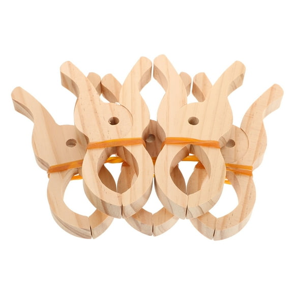 FENGGUIQU 5Pcs Simple and Practical Design Wooden Clamp for Indoor Use and Balcony 11.8X2.8X0.6In
