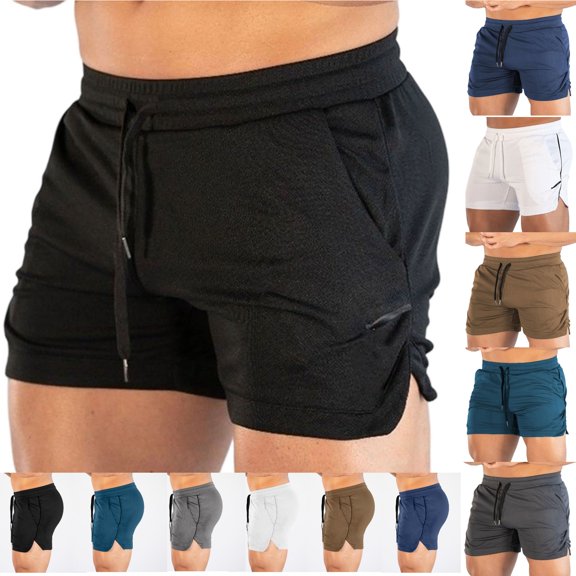 hoksml Men's 3" Inseam Mesh Workout Shorts, Elastic Drawstring Waist, Multi-Color, Ideal for Gym and Training