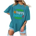 thumbnail image 1 of Blusa informal de manga corta con cuello redondo y estampado de Pascua para mujer Pompotops hfajkhk128207, 1 of 4