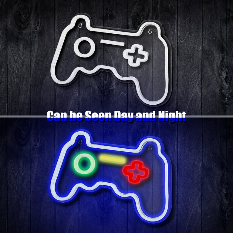 Gamepad Shaped Neon Signs Playstation Lights Game Controller Led Neon Sign  Light Up 16x 11 Bar Gaming Room Party Decoration(blue)