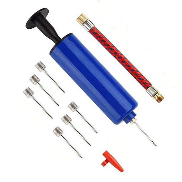 Bgageg Hand Inflator Kit With Needle Nozzle Extension Hose For Basketball Football Soccer Sport Portable, Blue