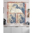 thumbnail image 2 of Blue Red Coastal Kitchen Curtains Sets 24 Inch Length with Valance, Beach Starfish Coral Vintage Seahorse Swag Valances and Tiers Curtain Set Drapes Swag Curtains for Living Room, Bathroom, Bedroom, 2 of 6