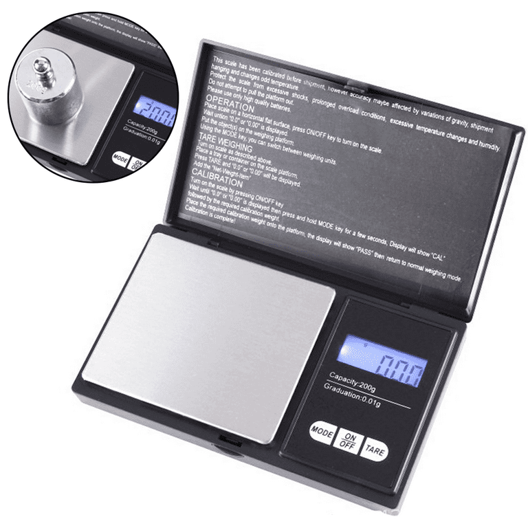 Gram Scale with Smell Proof Case 200g x 0.01g, Platform Pocket