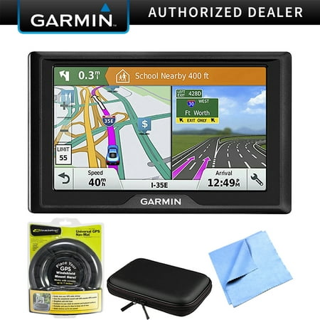 Garmin Drive 61 LM GPS Navigator with Driver Alerts USA (010-01679-0B) with Nav-Mat Portable GPS Dash Mount, PocketPro XL Hardshell Case for 7-Inch Tablets & 1 Piece Micro Fiber (Best Gps For Delivery Drivers)