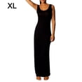 thumbnail image 1 of Robe Femme Couleur Unie Longue Col Rond Débardeur Sans Manches Aguichant Ajustée Robe Maxi, Noir, TG, 1 of 6