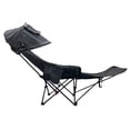 thumbnail image 1 of Silla plegable de camping con toldo y reposapiés desmontable. Silla mecedora portátil multiusos para exteriores. Sillas de playa para exteriores. Negro, 1 of 8