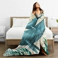 thumbnail image 5 of Vintage Ocean Whale Background Fleece Throw Blanket Ultra Soft Cozy Decorative Flannel Blanket All Season for Home Bed Couch Chair Travel 50x40in, 5 of 6