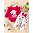 thumbnail image 3 of WIBACKER Mama's Baby Newborn Outfit Baby Girl Going Home Outfits Ruffle Ribbed Romper Top Elephant Pants Set Fall Winter Clothes, 3 of 9