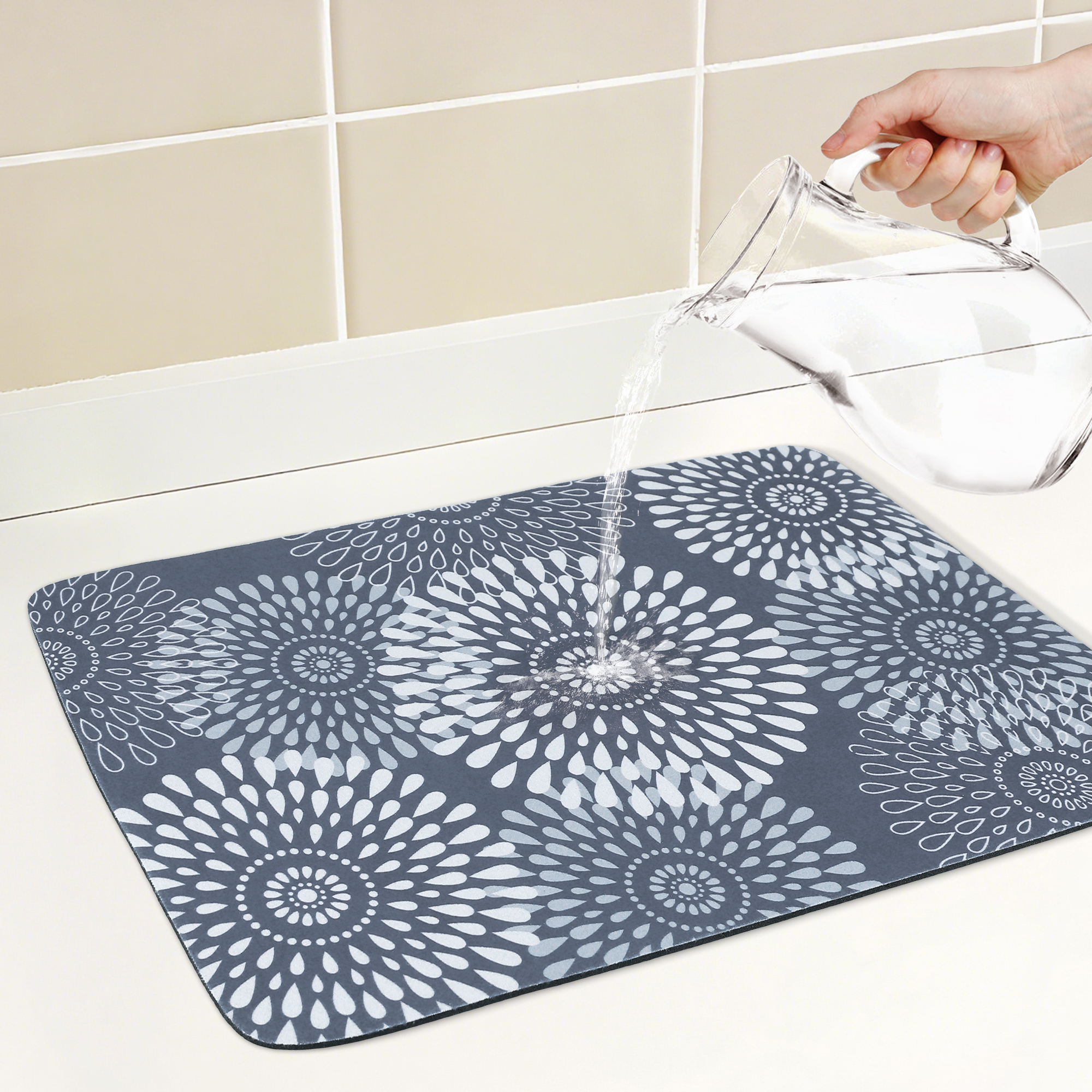 Unique Bargains Quick Dry Dish Drying Mats for Home Gray 19.7*15.7 inch