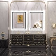 thumbnail image 2 of Keonjinn LED Vanity Mirror with Lights Black Metal Framed 30''x36'' Frontlit & Backlit Bathroom Mirror Baroque Gothic Antifog Stepless Dimmable White/Warm/Natural, Rectangle Wall Mounted, 2 of 9