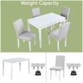 thumbnail image 5 of White 5-Piece Wood Dining Table Set - Rectangular Kitchen Table w/ 4 Upholstered Chairs, Crystal Trim, for Dining Room. Solid Wood, Seats 4., 5 of 6