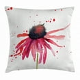 thumbnail image 1 of Watercolor Throw Pillow Cushion Cover, Summer Wildflower Blowing in the Wind Red Spotted Background Nature Inspired, Decorative Square Accent Pillow Case, 20 X 20 Inches, Pink Black, by Ambesonne, 1 of 2