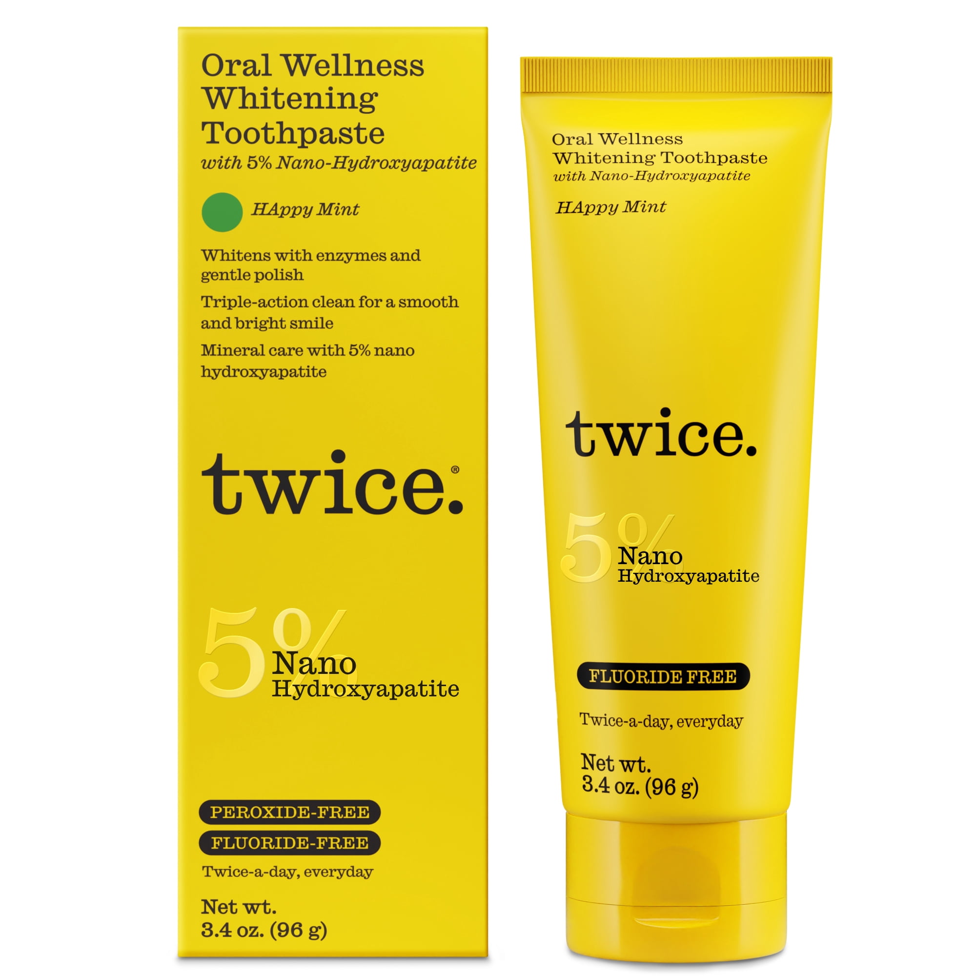 (2 pack) TWICE Whitening Toothpaste with 5% NHAP - Happy Mint -  3.4oz