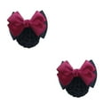 thumbnail image 2 of Ruiboury Elegant And Professional Hair Plate Mesh Pocket Bowknot Hair Clip Hairnets Cloth Bow Work Hair Clips Elastic Hair Nets Two Bows- rose red 2Set, 2 of 6