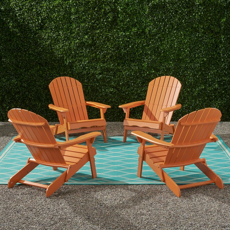 Milan Outdoor Acacia Wood Folding Adirondack Chair Tangerine Set of 2