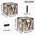 thumbnail image 3 of Home Organizer Foldable Fabric Storage Bin With Handle Colorful Hand Drawn Flowers, 3 of 7