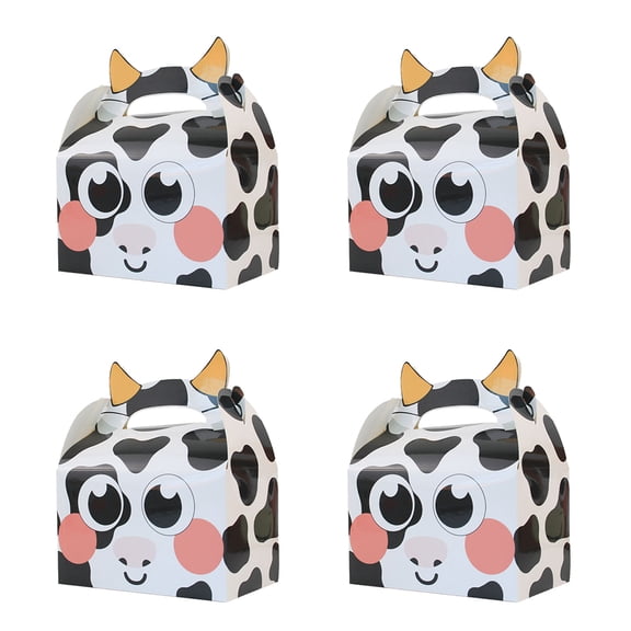 HUONA 25Pcs Paper Candy Boxes Gift Boxes Animal Pattern Favor Box Handheld Packaging Candy Boxes for Candies Cookies Cup Cakes Children Birthday Party Gift Portable Cow